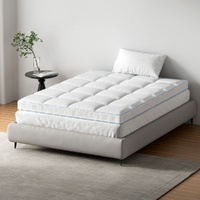 Giselle Bedding 1500GSM Bamboo Pillowtop Mattress Topper 10cm Thick Pad for Back Pain Relief, High Loft Cooling Underlay for Dorm & Guest Bed, 45cm De