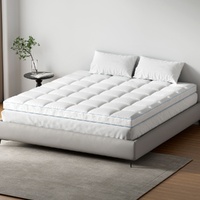 Giselle Bedding 1500GSM Bamboo Pillowtop Mattress Topper 10cm Thick Pad for Back Pain Relief, High Loft Cooling Underlay for Dorm & Guest Bed, 45cm De