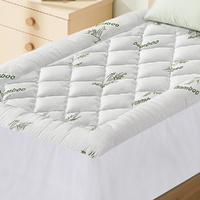 Giselle Bedding 5cm Pillowtop Mattress Topper 1000GSM Thick Soft Bamboo Cooling Pad for Back Pain Relief & Guest Bed, Washable Overfilled Cover with 4