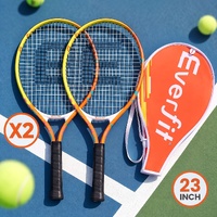 Everfit 23 Inch Tennis Racket Set of 2 Pack Lightweight Cushioned Grip Orange