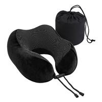 Wanderlite Memory Foam Neck Pillow Travel Black + Bag