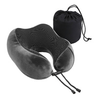 Wanderlite Memory Foam Travel Pillow Neck Support Grey with Washable Cover