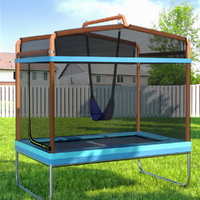 Everfit 6FT Trampoline Kids Rectangle Trampoline w/ Swing Enclosure Safety Net Orange