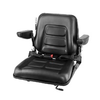 Giantz Universal Tractor Seat Forklift Suspension Armrest PU Leather Chair