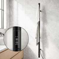 Devanti Heated Towel Rail Timer Vertical Electric Black
