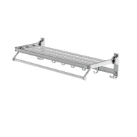 Devanti 4 Bar Foldable Towel Rail Wall Mounted Aluminium Black