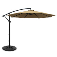 Instahut 3m Cantilever Outdoor Umbrella with Base Beige