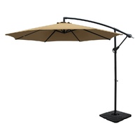Instahut 3m Cantilever Umbrella with Base Beige