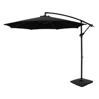 Instahut 3m Cantilever Umbrella with Base Black