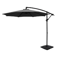 Instahut 3m Cantilever Umbrella with Base Charcoal
