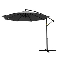 Instahut 3m Cantilever Umbrella with LED - Charcoal Outdoor