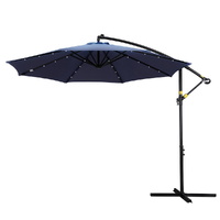 Instahut 3m Cantilever Umbrella with LED - Navy Outdoor Patio