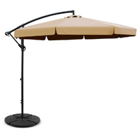 Instahut 3m Cantilever Umbrella with Base - Beige Outdoor