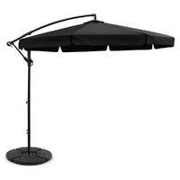 Instahut 3m Cantilever Umbrella with Base - Black Outdoor