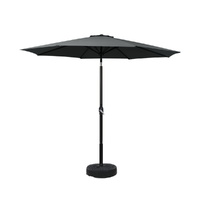 Instahut 2.7m Tilt Outdoor Pole Umbrella with Base - Black