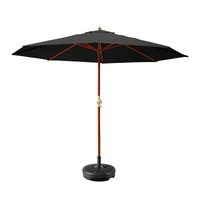 Instahut 3m Outdoor Umbrella with Base & Pole - Black
