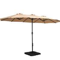 Instahut 4.57m Outdoor Umbrella with Base Stand Tilt - Beige