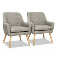 Artiss Anne Linen Armchair Beige (Set of 2)