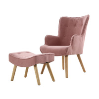 Artiss Pink Armchair with Ottoman - LANSAR