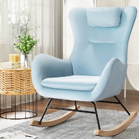 Artiss Rocking Chair Armchair Velvet Blue with Pillow