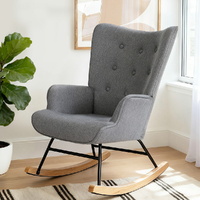 Artiss Rocking Armchair Nursing Chair Linen Grey