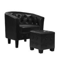 Artiss Ava Armchair with Ottoman Set Black PU