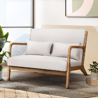 Artiss 2-Seater Loveseat Armchair Beige Wood