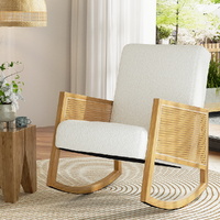 Artiss White Boucle Rattan Rocking Armchair