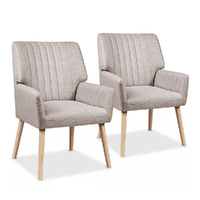 Artiss Set of 2 Beige Faux Fabric Armchairs