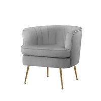 Artiss Norvia Velvet Armchair Grey