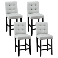 Artiss Ada 4x Bar Stools Grey Fabric Wooden