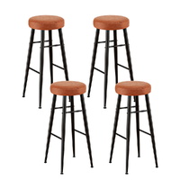 Artiss 4x Bar Stools Kitchen Counter Chairs Round PU Leather Brown