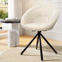 Artiss 2x Sherpa Boucle Dining Chairs Swivel Base