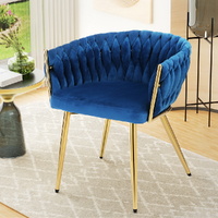 Artiss Velvet Armchair Dining Chair Blue