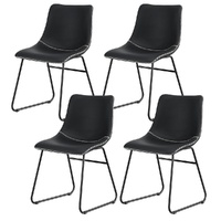 Artiss Retro Dining Chairs Set of 4 PU Leather Black