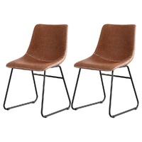 Artiss Retro Dining Chairs Set of 2 PU Leather Brown