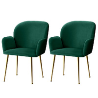 Artiss Velvet Armchair Dining Chairs Set of 2 Green