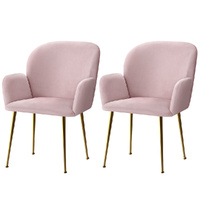 Artiss Velvet Armchair Dining Chairs Set of 2 Pink