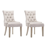 Artiss French Provincial Linen Dining Chairs x2 Beige