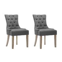 Artiss French Provincial Linen Dining Chairs x2 Grey