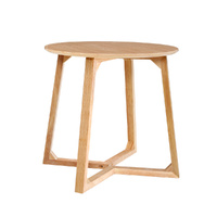 Artiss Round Wooden Coffee Table Bedside Beige