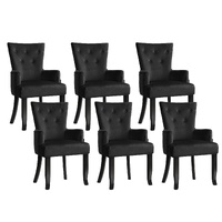 6x Artiss Dining Chairs Velvet French Provincial Armchair Black