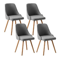 Artiss 4x Fabric Wooden Dining Chair Grey