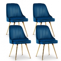 Artiss 4x Velvet Channel Tufted Dining Chair Blue