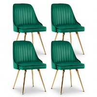 Artiss 4x Velvet Channel Tufted Dining Chair Green