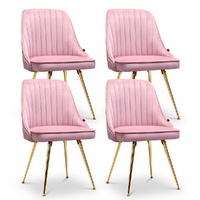 Artiss 4x Velvet Channel Tufted Dining Chair Pink