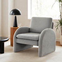 Artiss Curved Armchair Accent Chair Boucle Grey