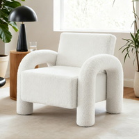 Artiss Curved Armchair Accent Chair Boucle White