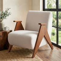 Artiss Chenille Fabric Armchair Upholstered Solid Wood