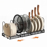 Artiss Expandable Pots Pans Organizer Rack Cabinet Black